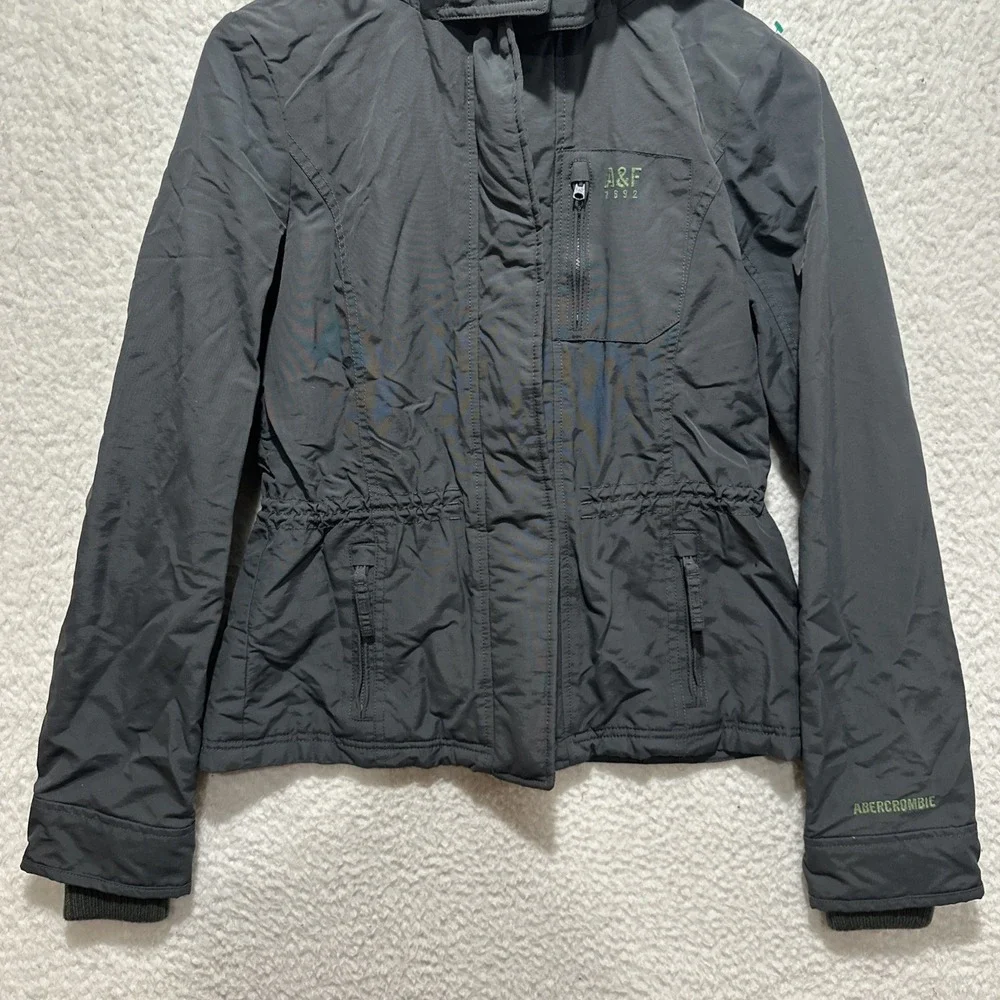 Abercrombie & Fitch AF Women's M Winter Coat Parka Gray Hooded‎ Full Zip